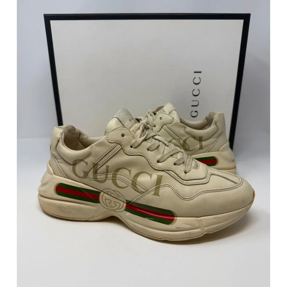 Gucci Rhyton Logo Leather Sneaker Size 9 US 8 Gucci